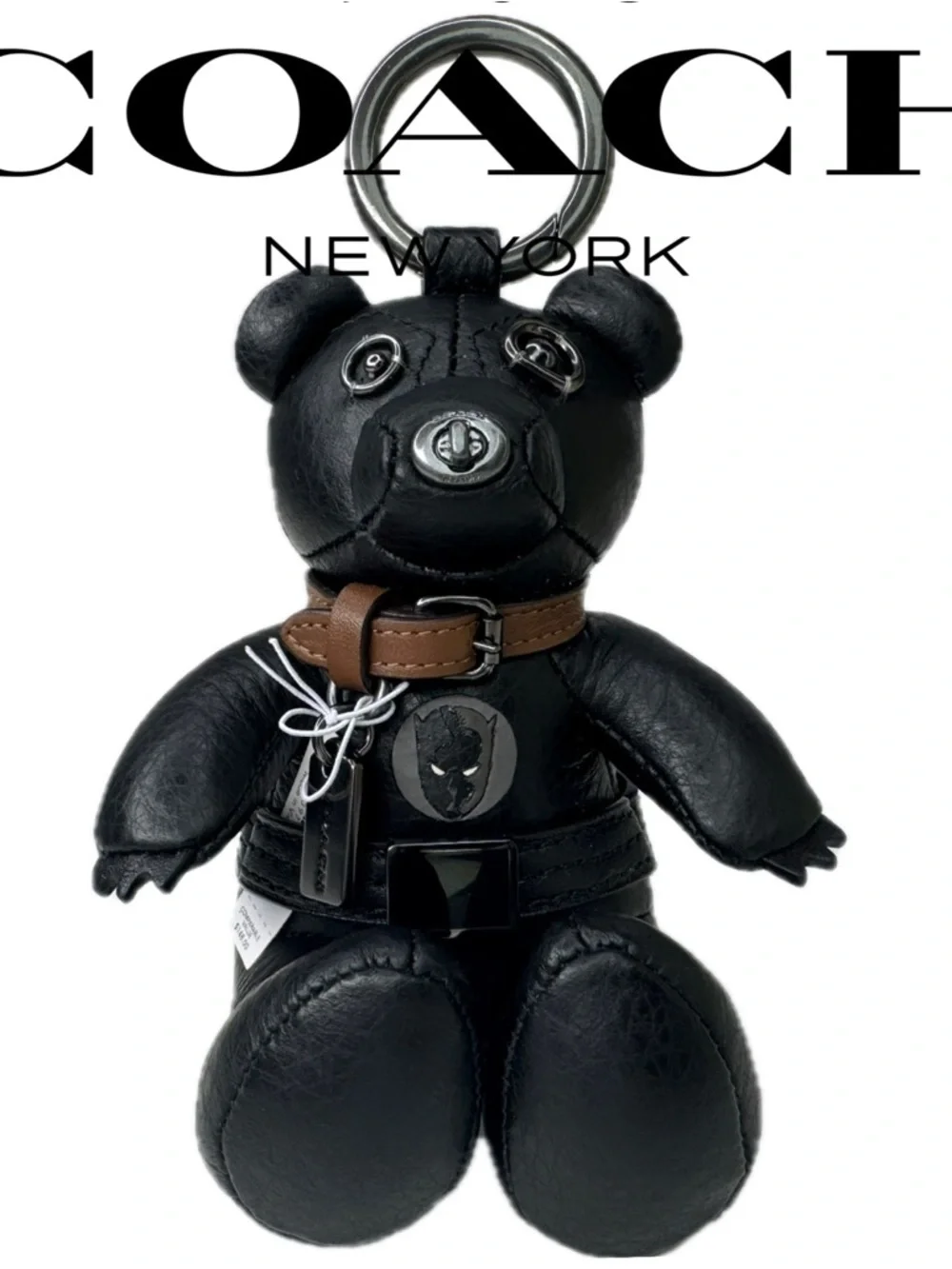 Coach Marvel Rare Black Panther Leather Bag Charm Keychain Fob 2750